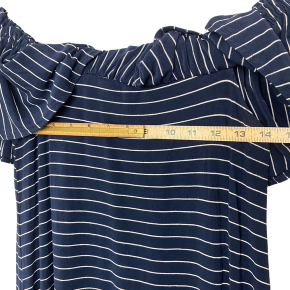 Abercrombie & Fitch Blue Striped Off-the-Shoulder Casual Dress Size Small - Picture 9 of 11
